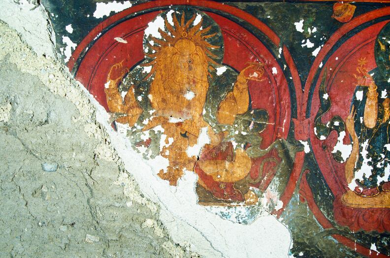 Gaṇapati among the protective deities to the left of the entrance © Jaroslav Poncar 1998 JPoncar_THUBCHEN-0045.jpg
